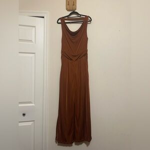 Maeve Anthropologie Slouchy Copper Wide Leg Jumpsuit Sz S Vacation Casual Cruise